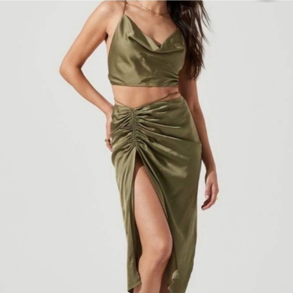 Astr The Label Olive Green Side Slit Skirt, Sexy Adjustable Side, Women's Size S
